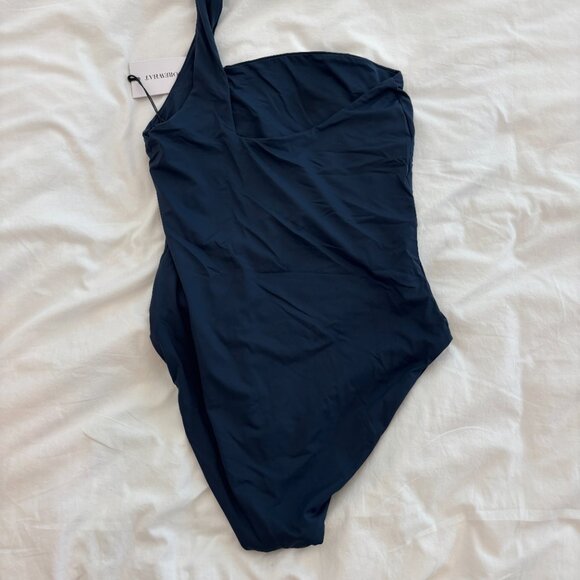 We wore what - one shoulder one piece bathing suit, Navy, Sz M, NWT - Picture 6 of 6